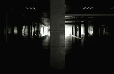 Interior of illuminated underground walkway