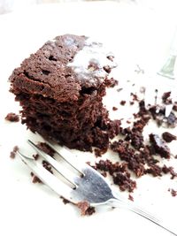 Close-up of chocolate cake on plate
