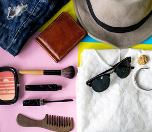 High angle view of sunglasses on table