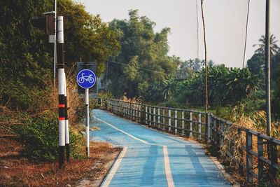 View of empty road by plants
