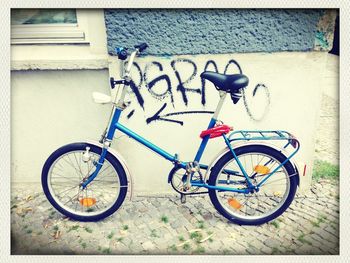 Bicycle parked in parking lot