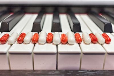 Close-up of piano keys