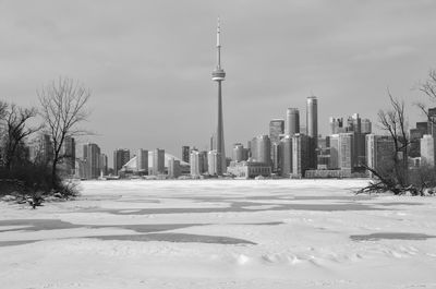 View of city against sky during winter