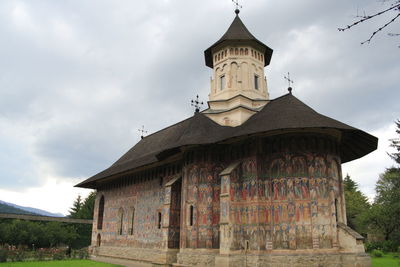 Low angle view of traditional building against sky