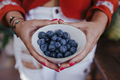 Close-up of hand holding fruit