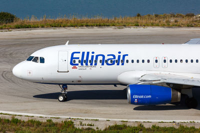 View of airplane on airport runway