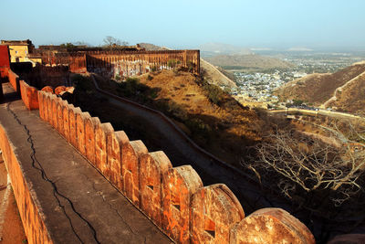 Footpath at jaigarh fort by mountains