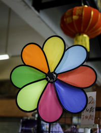 Close-up of multi colored toy on table