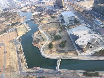 High angle view of residential district