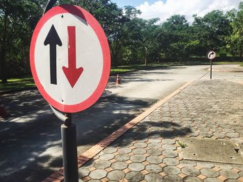 Road sign by street