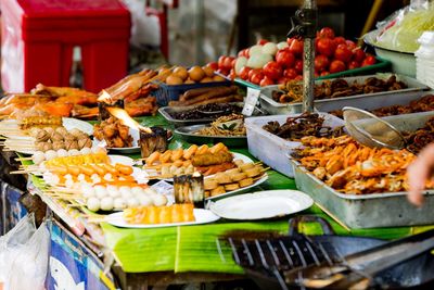 Various food in market for sale