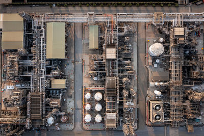 Aerial top view oil and gas refinery background, business petrochemical industrial, refinery oil 