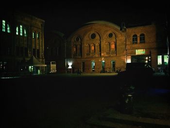 Illuminated built structure at night