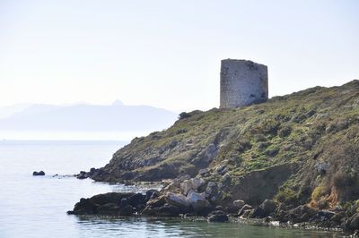 Scenic view of mountains against clear sky