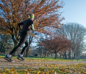 Low angle view of man standing on field