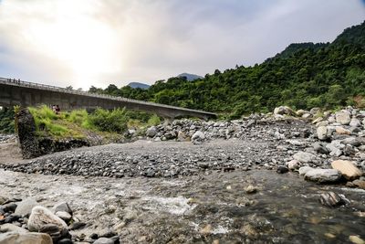 View of bridge over river against sky