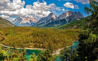 Panoramic view of mountains against sky