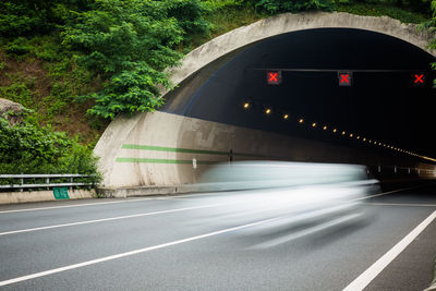 Blurred motion of bridge in city