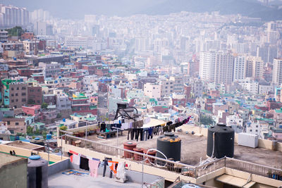 Elevated view buildings in city