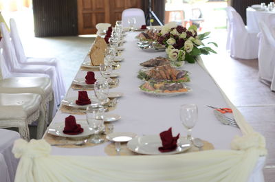 High angle view of food on table