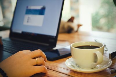 Coffee cup on table