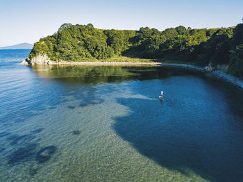 Scenic view of sea against clear sky