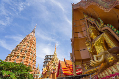 Low angle view of temple building against sky