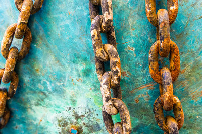 Close-up of old rusty metal door