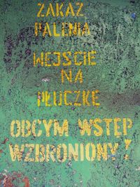 Close-up of yellow sign