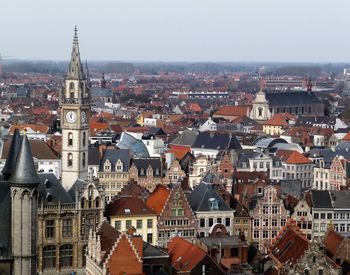 High angle view of townscape against sky