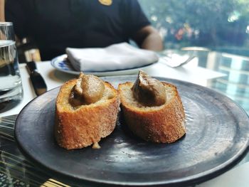 Close-up of breakfast on table in restaurant