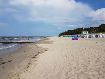 Scenic view of beach against sky