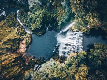 High angle view of waterfall