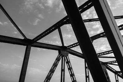 Low angle view of silhouette bridge against sky