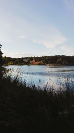 Scenic view of lake against sky