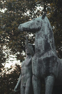 Low angle view of statue in park