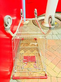 High angle view of red machine