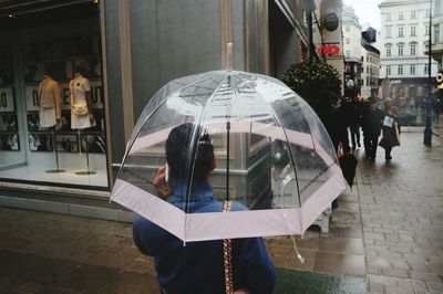 Close-up of wet umbrella