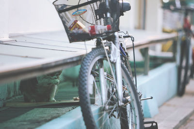 Close-up of a parked bicycle