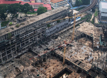 High angle view of buildings in city