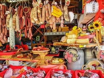 Various vegetables for sale at market stall