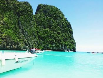 Scenic view of sea against clear sky