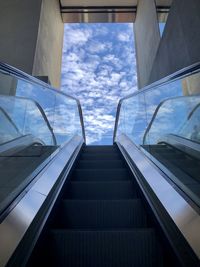 Low angle view of escalator