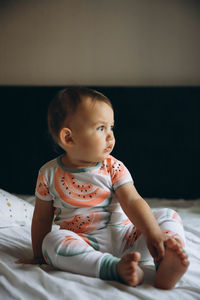 Portrait of cute baby boy at home