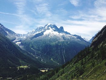 Scenic view of snowcapped mountains