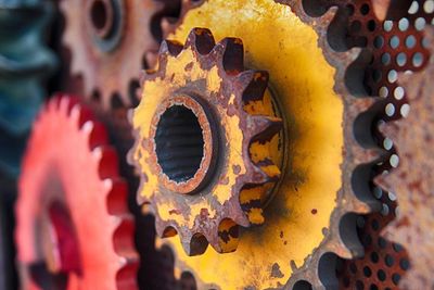 Close-up of rusty machine part