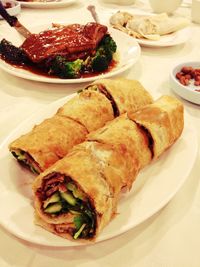 Close-up of food served in plate