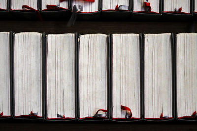 Close-up of books in shelf