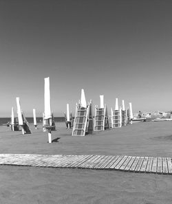 Commercial dock against clear sky