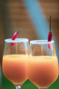 Close-up of drink on glass table